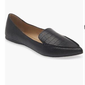 NWB STEVE MADDEN Focus Feather Loafer Faux Black Crocodile Skin Slip On
